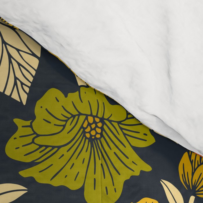 Modern Floral Pattern in Orange, Yellow, Green & Navy Comforter Gallery Image 4