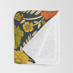 Modern Floral Pattern in Orange, Yellow, Green & Navy Throw Blanket Gallery Image 3