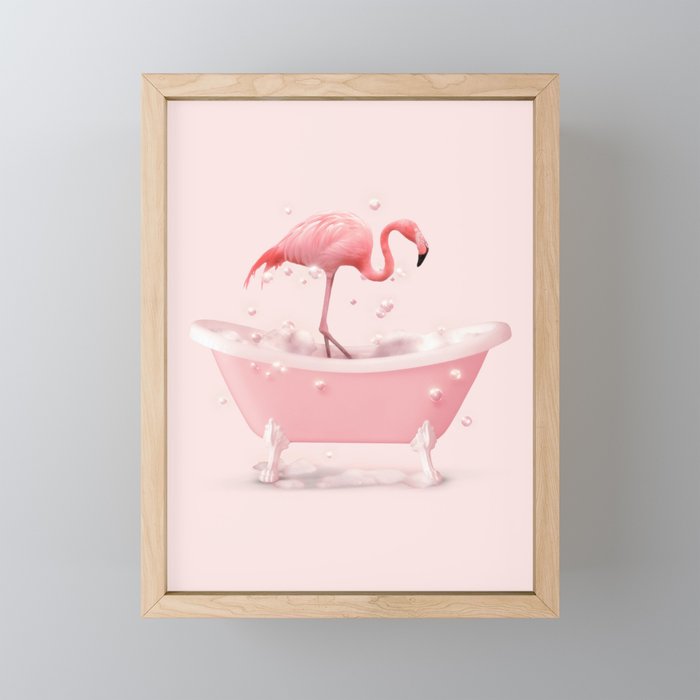 Bathtub Flamingo Mini Art Print Gallery Image 1