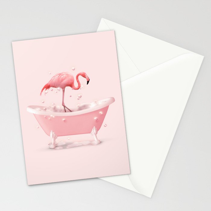 Bathtub Flamingo Stationery Card Gallery Image 2