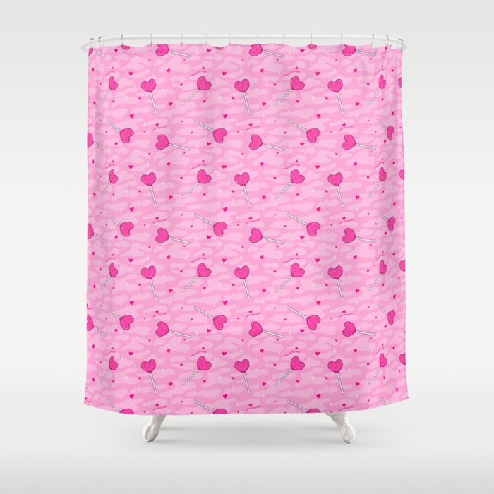 Valentine Lollipop Print Shower Curtain Gallery Image 1