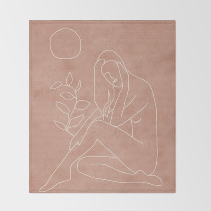Engraved Nude Line I Throw Blanket Gallery Image 2