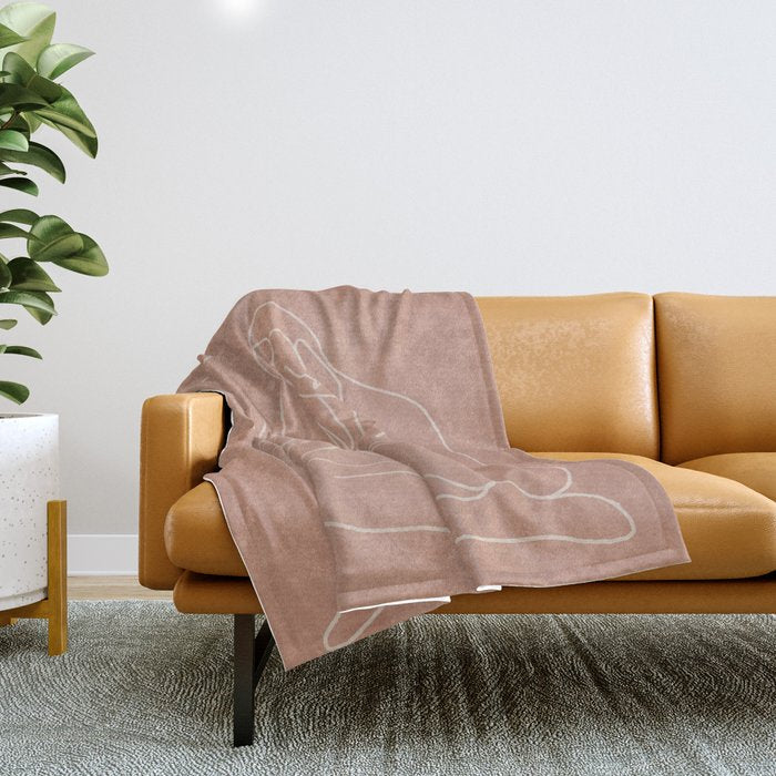 Engraved Nude Line I Throw Blanket Gallery Image 1