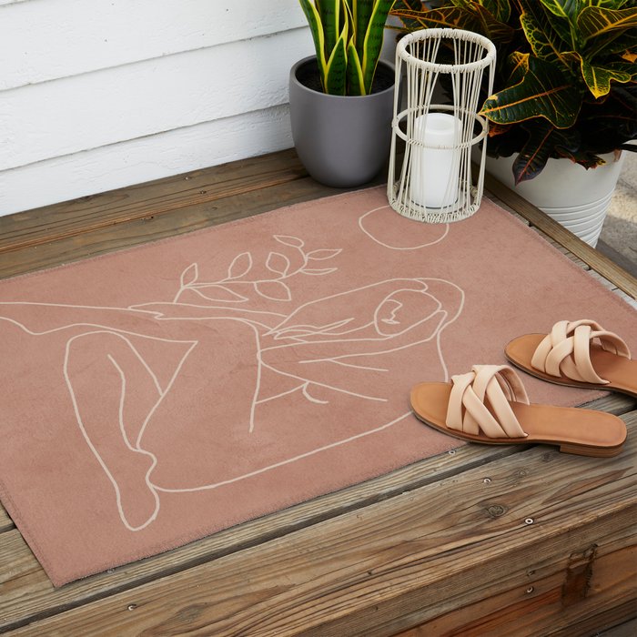 Engraved Nude Line I Outdoor Rug Gallery Image 2