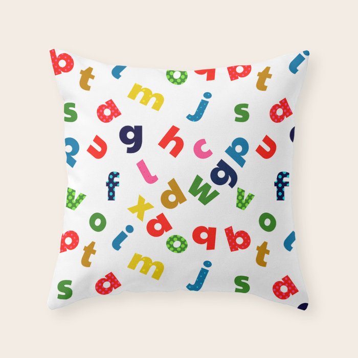 colourful alphabet Throw Pillow Gallery Image 6