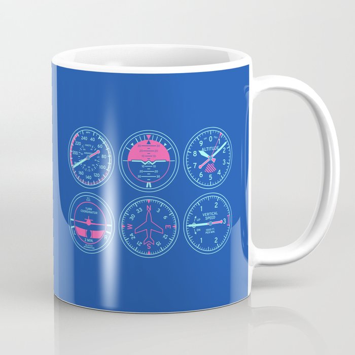 Aircraft Flight Instruments - 6 Pack Blue Coffee Mug Gallery Image 1