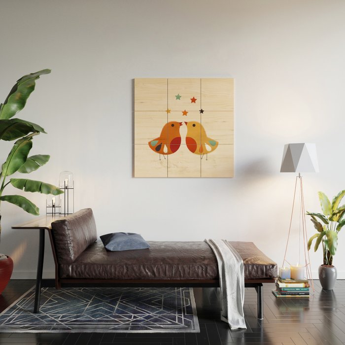 Little Festive Birds Wood Wall Art Gallery Image 2