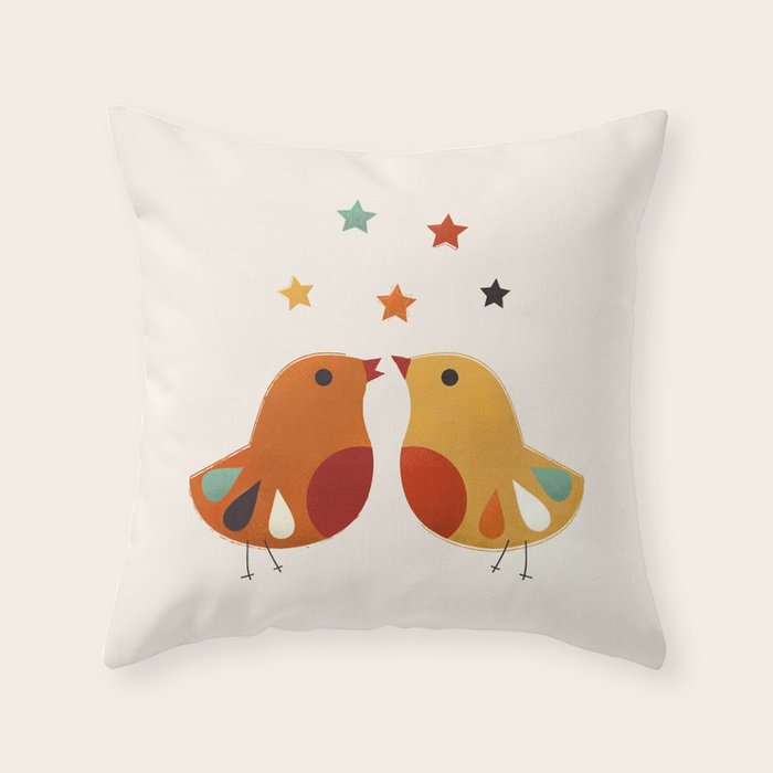 Little Festive Birds Throw Pillow Gallery Image 6