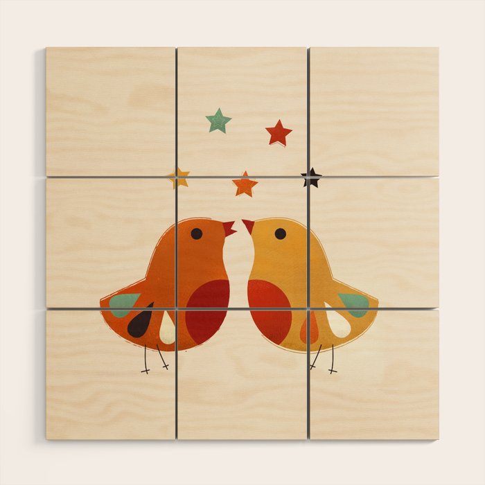 Little Festive Birds Wood Wall Art Gallery Image 1