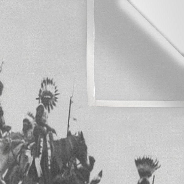 Oglala War Party Native American Oglala tribe in full headdress black and white photograph Wall Tapestry Gallery Image 3