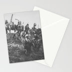 Oglala War Party Native American Oglala tribe in full headdress black and white photograph Stationery Card Gallery Image 2