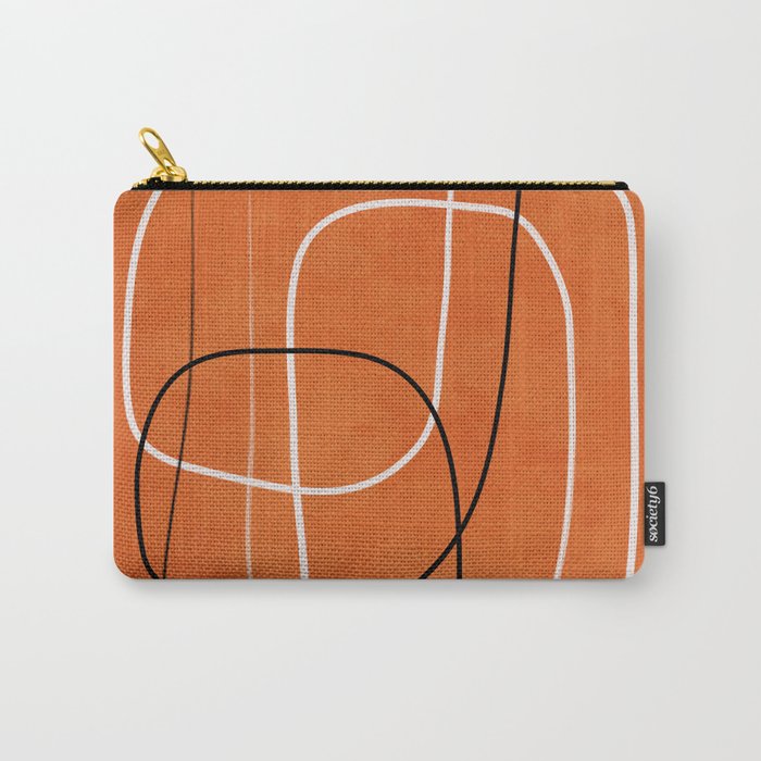 Burnt Orange Black White Lines Abstract Carry All Pouch Gallery Image 1