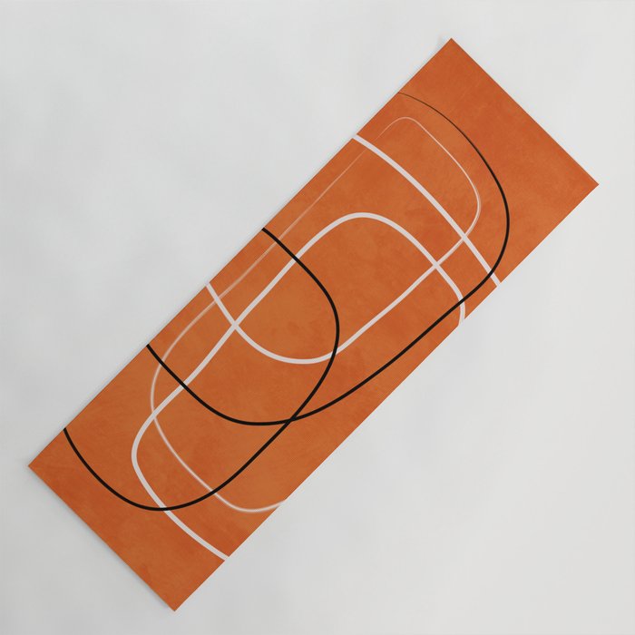 Burnt Orange Black White Lines Abstract Yoga Mat Gallery Image 1