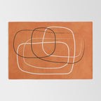 Burnt Orange Black White Lines Abstract Rug Gallery Image 2