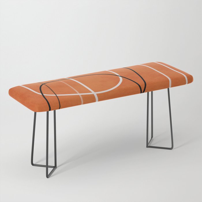 Burnt Orange Black White Lines Abstract Bench Gallery Image 1