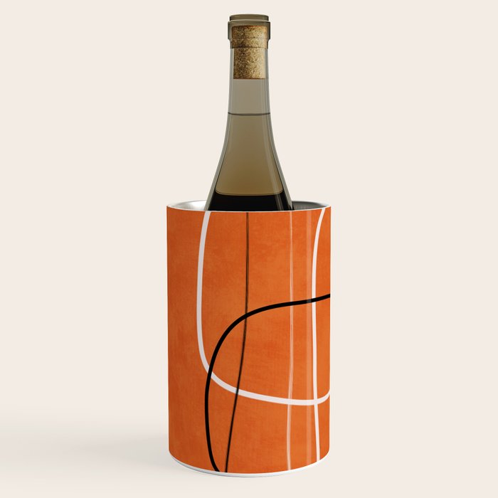 Burnt Orange Black White Lines Abstract Wine Chiller Gallery Image 2