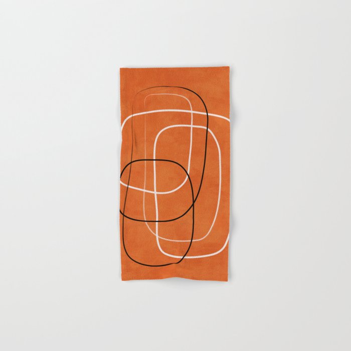 Burnt Orange Black White Lines Abstract Bath Towel Gallery Image 1