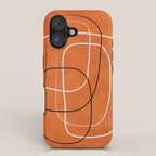 Burnt Orange Black White Lines Abstract iPhone Case Gallery Image 1
