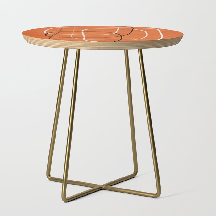 Burnt Orange Black White Lines Abstract Side Table Gallery Image 1