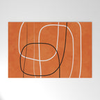 Burnt Orange Black White Lines Abstract Welcome Mat Gallery Image 1