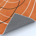 Burnt Orange Black White Lines Abstract Rug Gallery Image 4