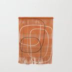 Burnt Orange Black White Lines Abstract Wall Hanging Gallery Image 1