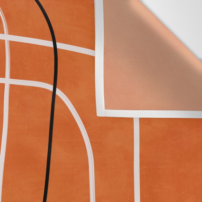 Burnt Orange Black White Lines Abstract Wall Tapestry Gallery Image 3