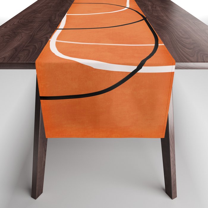 Burnt Orange Black White Lines Abstract Table Runner Gallery Image 1