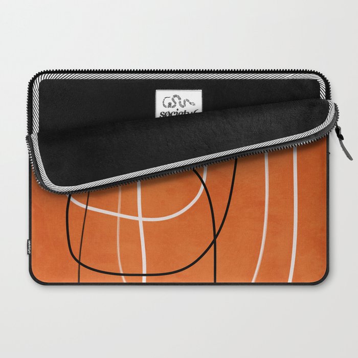 Burnt Orange Black White Lines Abstract Laptop Sleeve Gallery Image 2