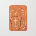 Burnt Orange Black White Lines Abstract Bath Mat Gallery Image 1