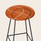 Burnt Orange Black White Lines Abstract Stool Gallery Image 2