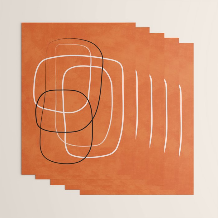 Burnt Orange Black White Lines Abstract Wrapping Paper Gallery Image 3