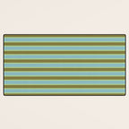 Cottage Stripes Pattern in Olive Green Arctic Blue and Chartreuse Desk Mat Gallery Image 3