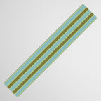 Cottage Stripes Pattern in Olive Green Arctic Blue and Chartreuse Table Runner Gallery Image 3