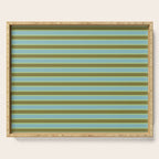 Cottage Stripes Pattern in Olive Green Arctic Blue and Chartreuse Serving Tray Gallery Image 1