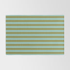 Cottage Stripes Pattern in Olive Green Arctic Blue and Chartreuse Rug Gallery Image 2