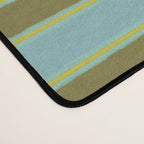 Cottage Stripes Pattern in Olive Green Arctic Blue and Chartreuse Desk Mat Gallery Image 4
