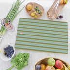 Cottage Stripes Pattern in Olive Green Arctic Blue and Chartreuse Cutting Board Gallery Image 2
