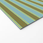 Cottage Stripes Pattern in Olive Green Arctic Blue and Chartreuse Welcome Mat Gallery Image 2
