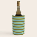 Cottage Stripes Pattern in Olive Green Arctic Blue and Chartreuse Wine Chiller Gallery Image 2