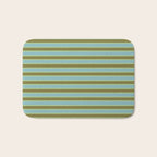 Cottage Stripes Pattern in Olive Green Arctic Blue and Chartreuse Bath Mat Gallery Image 1