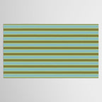 Cottage Stripes Pattern in Olive Green Arctic Blue and Chartreuse Tablecloth Gallery Image 2