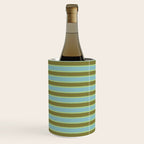 Cottage Stripes Pattern in Olive Green Arctic Blue and Chartreuse Wine Chiller Gallery Image 3