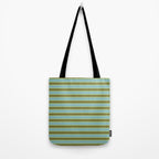 Cottage Stripes Pattern in Olive Green Arctic Blue and Chartreuse Tote Bag Gallery Image 2