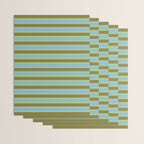 Cottage Stripes Pattern in Olive Green Arctic Blue and Chartreuse Wrapping Paper Gallery Image 3
