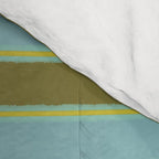 Cottage Stripes Pattern in Olive Green Arctic Blue and Chartreuse Comforter Gallery Image 4