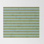 Cottage Stripes Pattern in Olive Green Arctic Blue and Chartreuse Throw Blanket Gallery Image 2