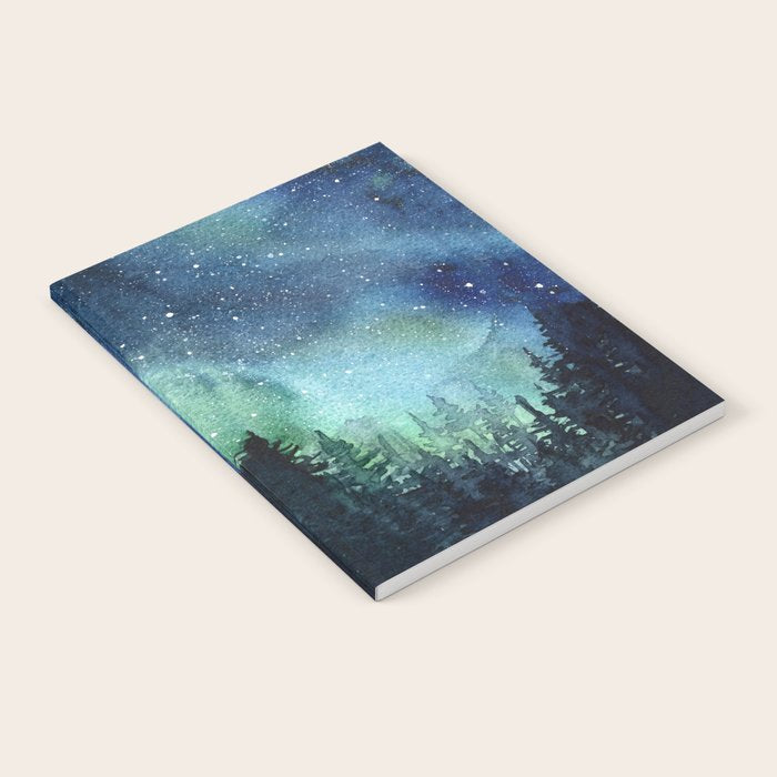 Galaxy Watercolor Aurora Borealis Painting Notebook Gallery Image 1