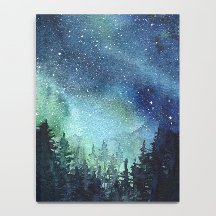 Galaxy Watercolor Aurora Borealis Painting Notebook Gallery Image 4
