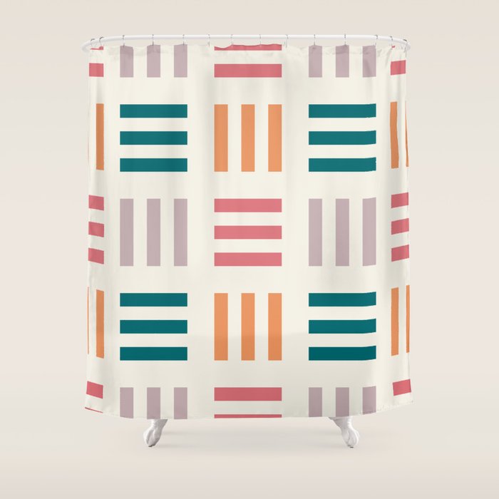 Modern Geometric Color Block Pattern Shower Curtain Gallery Image 1